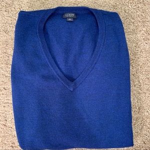J. Crew Italian Merino Wool V-Neck blue sweater